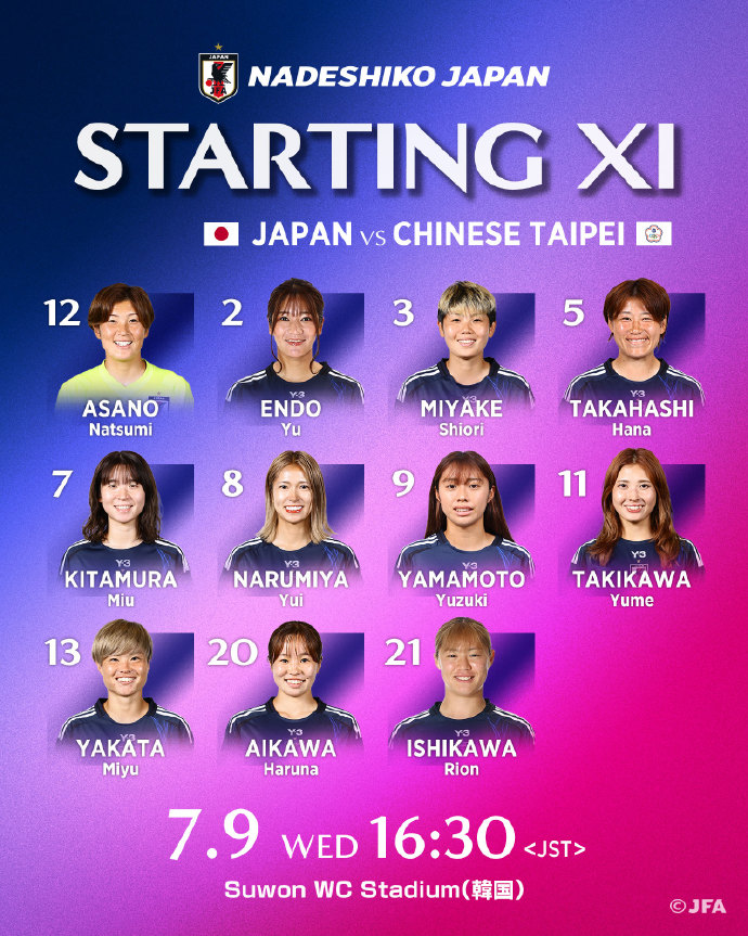 pg电子游戏官网官方网站-日本女足vs中国台北女足首发：泷川结女领衔！高桥花、黄克欣在列